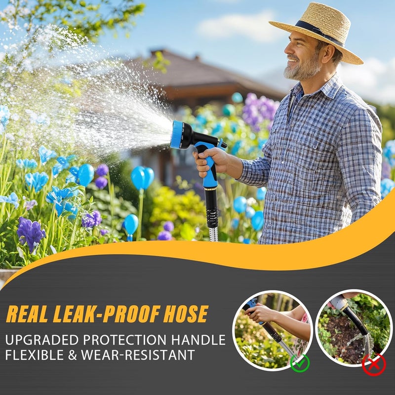 Lefree Garden Hose 75ft, Metal Garden Hose, Stainless Steel Hose with 10-Function Nozzle, Flexible Water Hose, Heavy Duty, Crush Resistant, Leak Proof, No Kinks Garden Hoses for Yard, Outdoors, Rv - Image 2